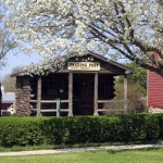 Replica of first settler, Sewall Andrews', log cabin general store.